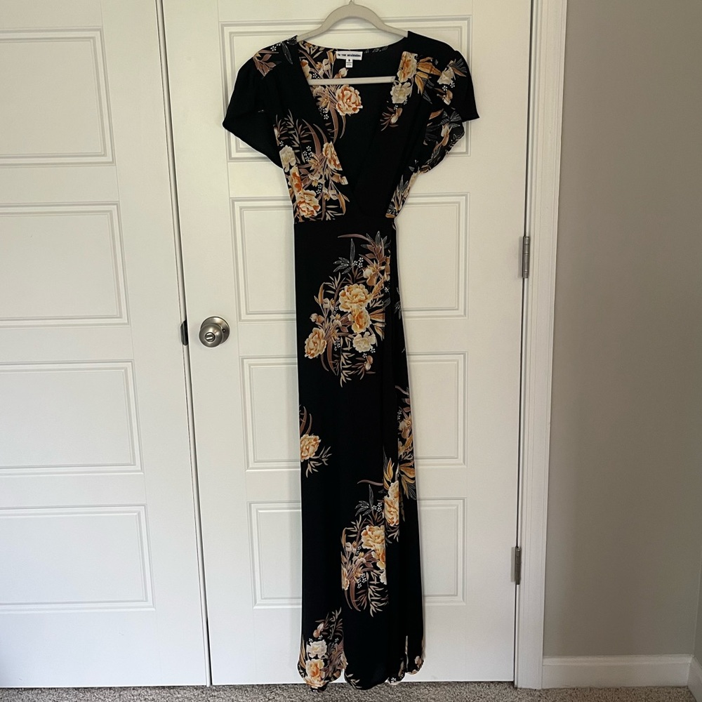 Vici Black Floral Wrap Dress